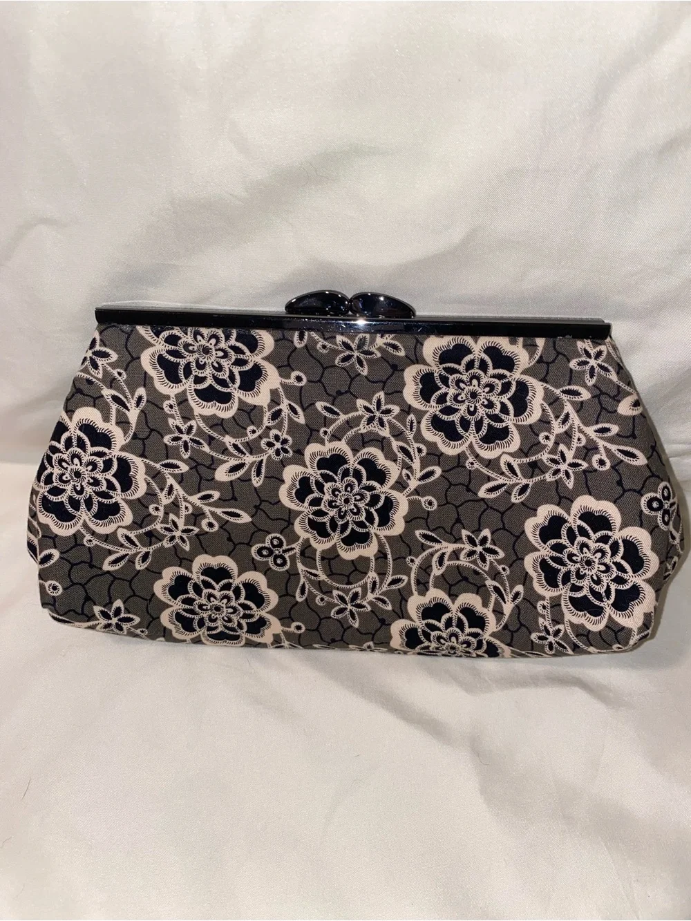 Downton Abbey Black Lace Floral Evening Clutch with Sparkle Accents